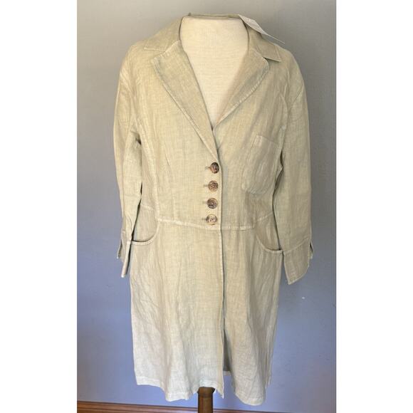 Soft Surroundings Eza Jacket Sz S NWT Beige Linen Notch Collar Lagenlook Boho - Picture 1 of 16